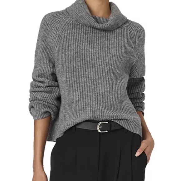 French Cinnection Mersai Cowl Neck Women's Gray Turtleneck Sweater sie L - Picture 2 of 13